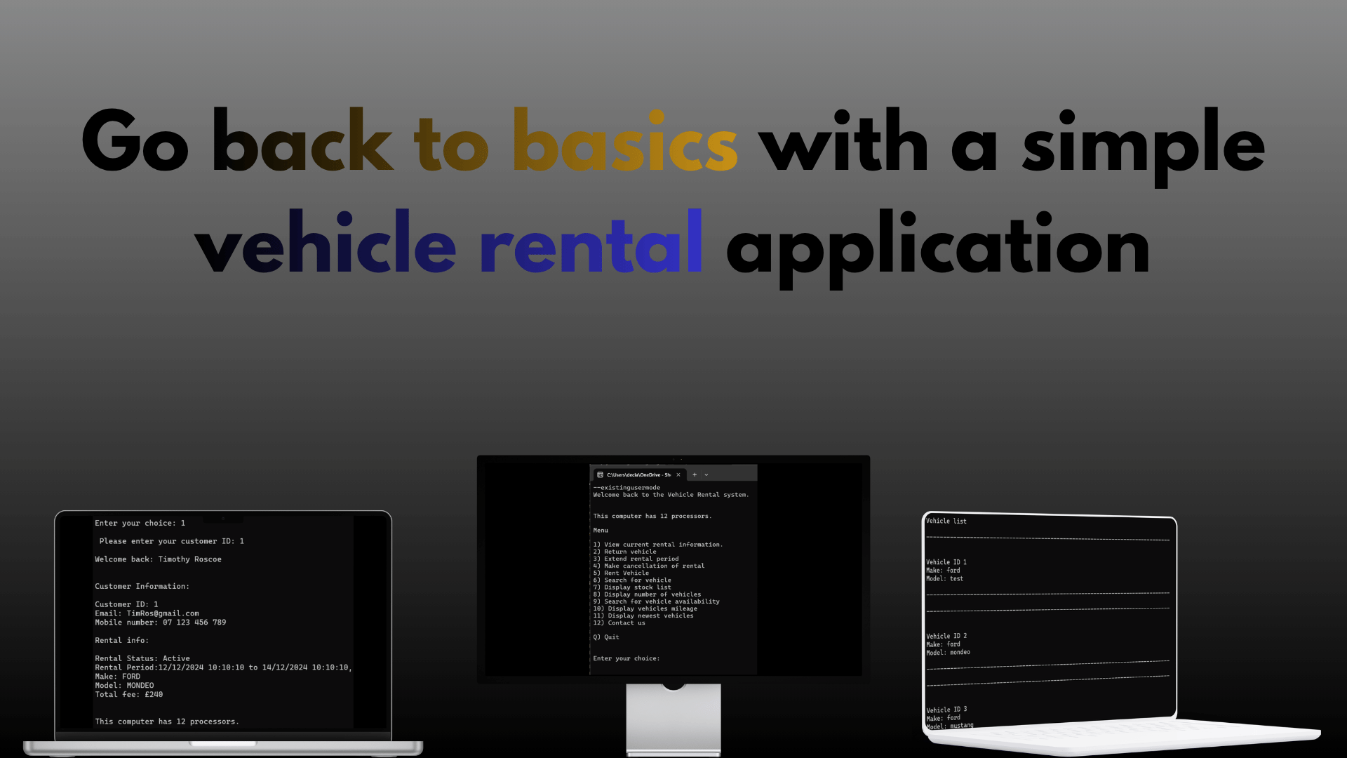 Vehicle rental system in C#